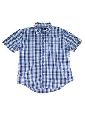 Knox & Lane Men's Slim Fit Short Sleeve Plaid Shirt-Blue/White-M-GUC